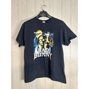 Bad Bunny Vintage Collage Y2K Tee Black Sz L